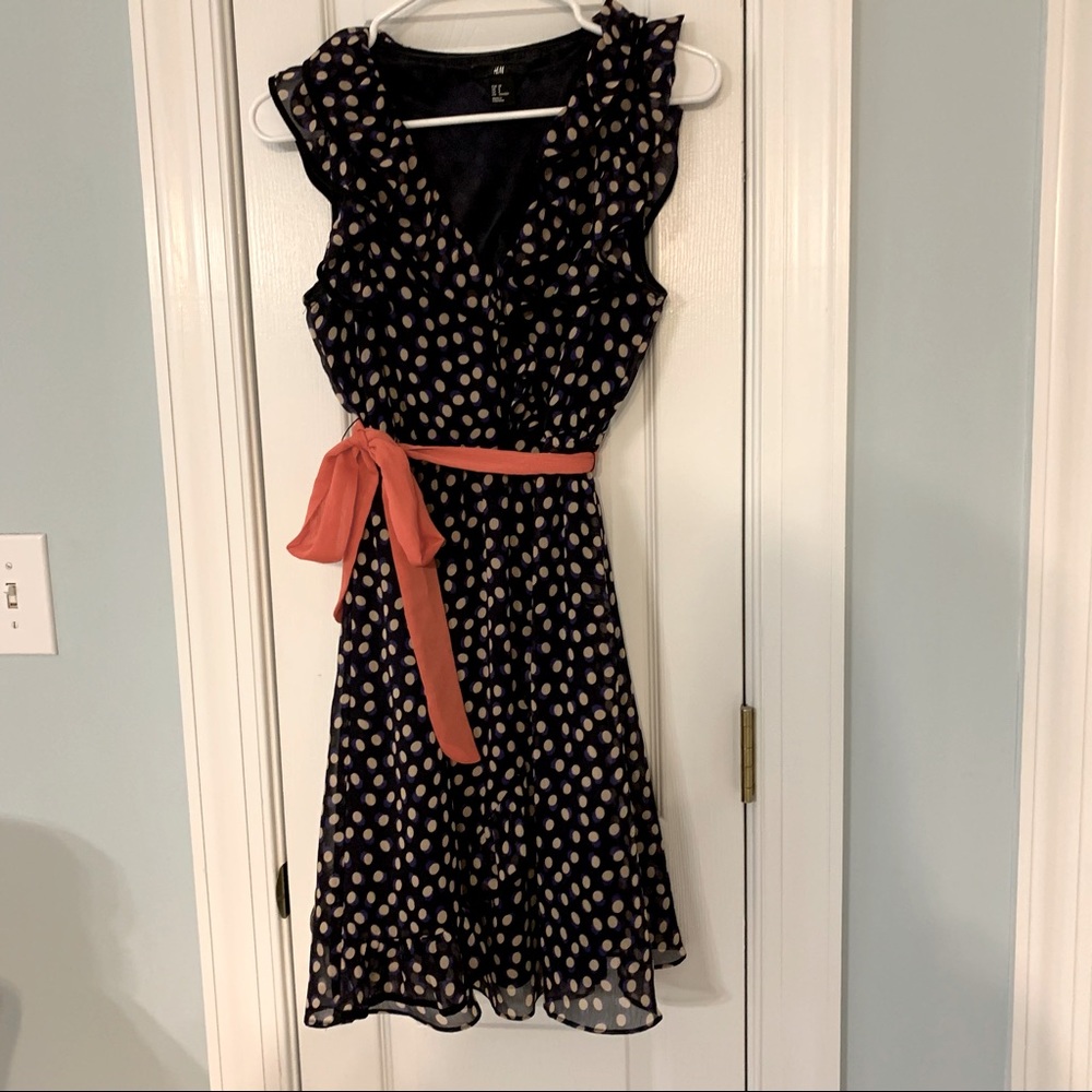 H&M Navy polka dot dress; Size 8